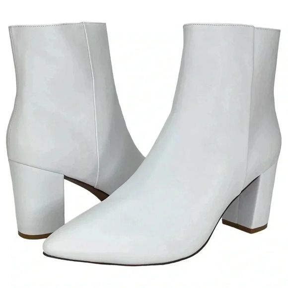 SMASH Shoes - SMASH Shoes Chiku White Faux Leather Womens Ankle Boots Size 11M